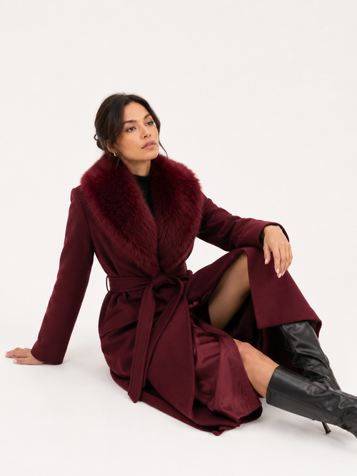 Belted Bordeaux Longline Coat
