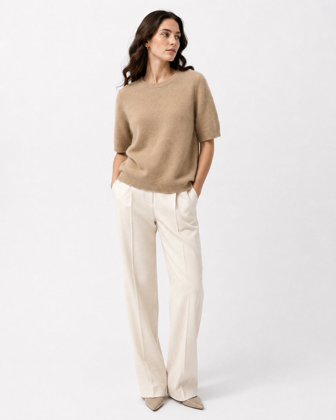 Short-Sleeve Fine-Knit Top