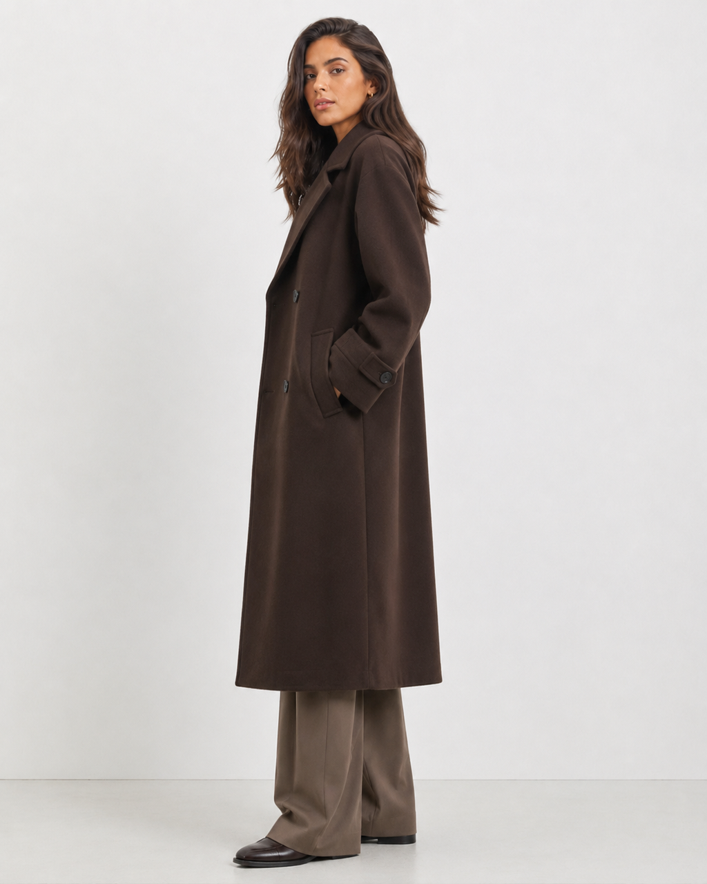 Notched-Lapel Double-Breasted Coat