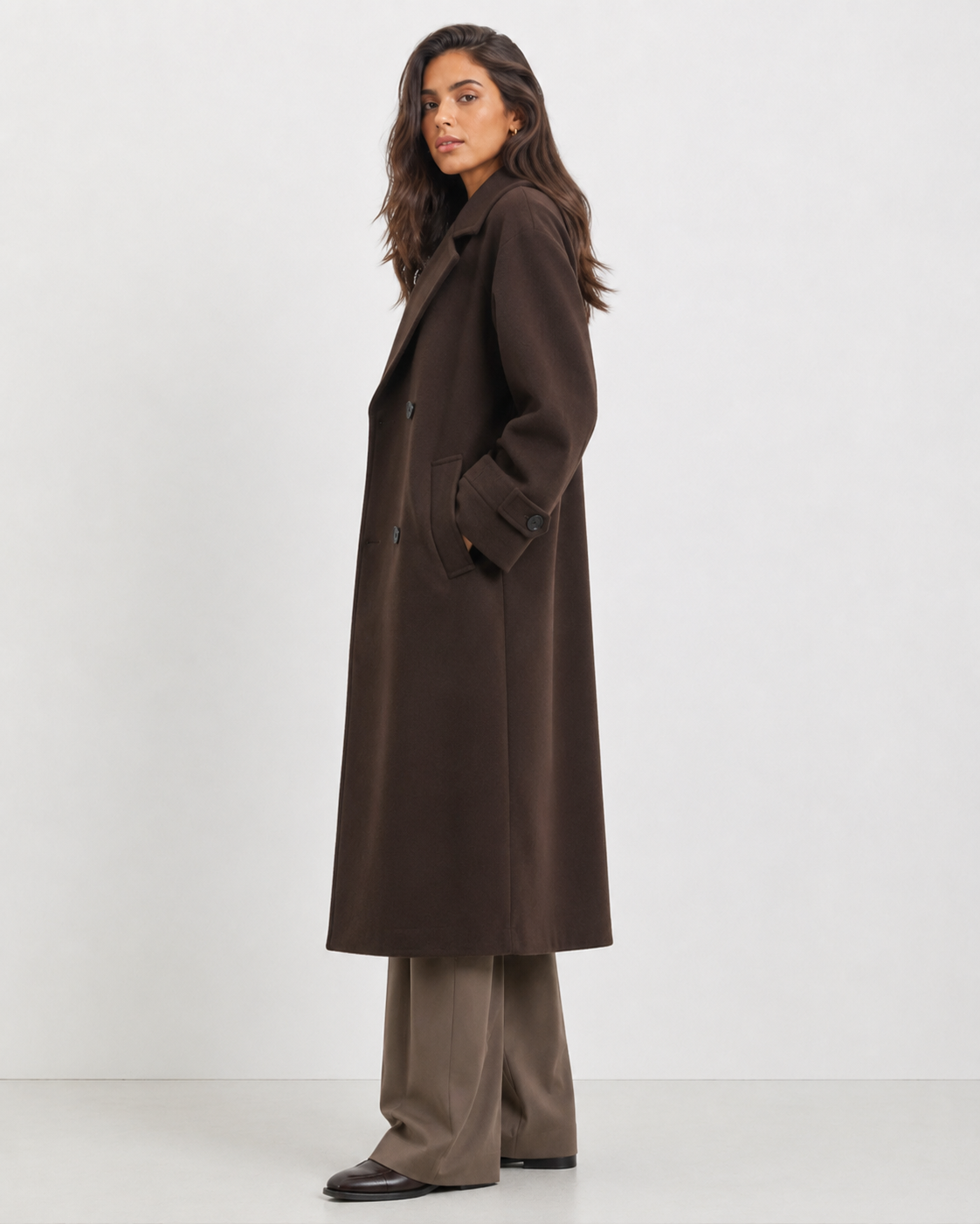 Notched-Lapel Double-Breasted Coat