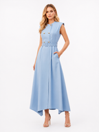 Double-Breasted Trench-Inspired Maxi Dress