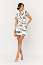 Bow-Detail Polka-Dot Mini Dress