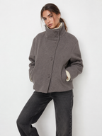 High-Collar Buttoned Jacket