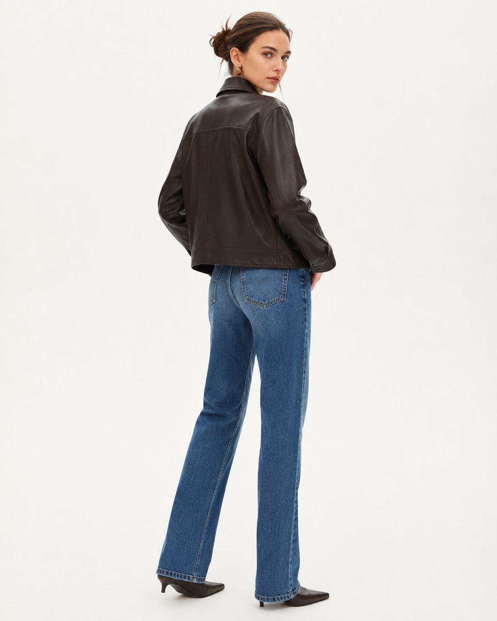 Cropped Leather-Effect Jacket