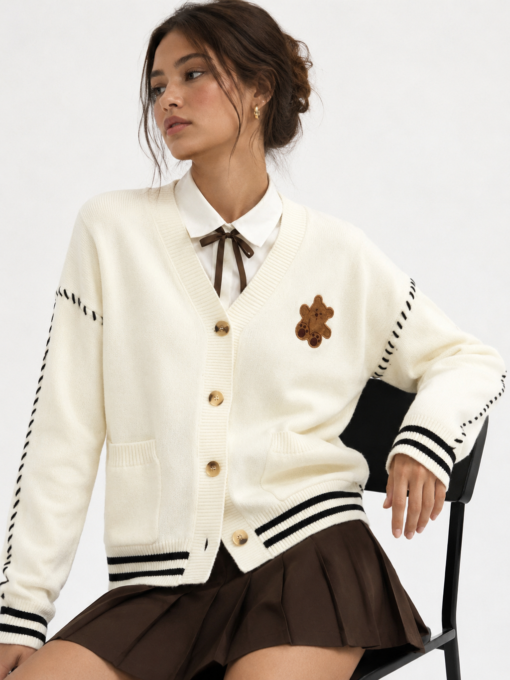 Embroidered V-Neck Cardigan