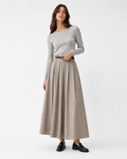 Pleated A-Line Midi Skirt