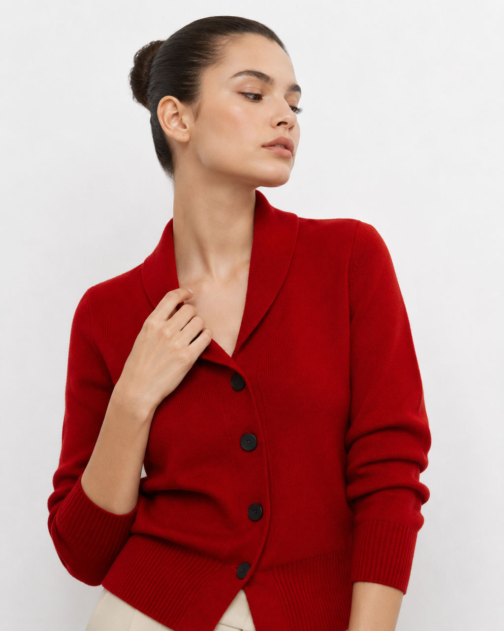 Fine-Knit Collared Cardigan