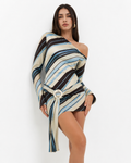 Striped Side-Tie Tunic Mini Dress