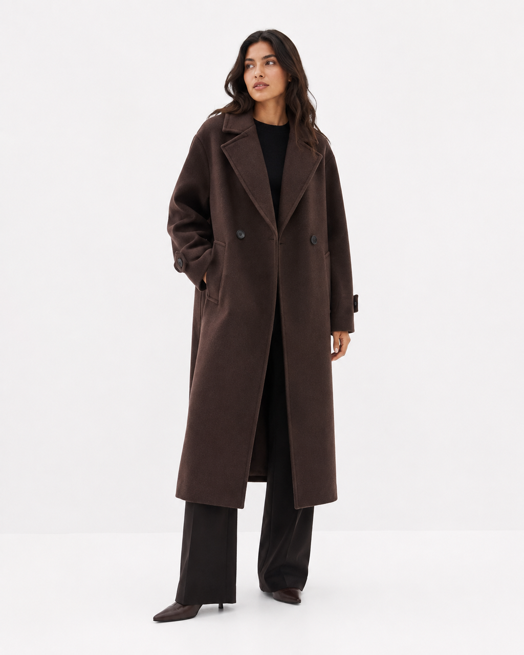 Notched-Lapel Double-Breasted Coat