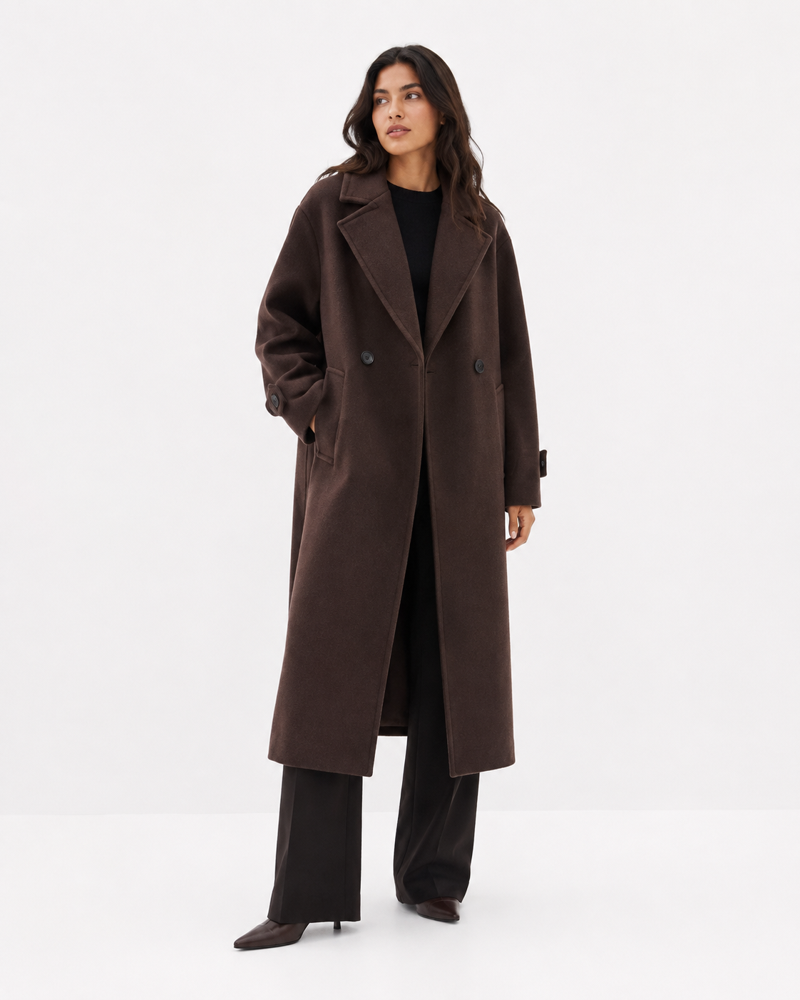 Notched-Lapel Double-Breasted Coat