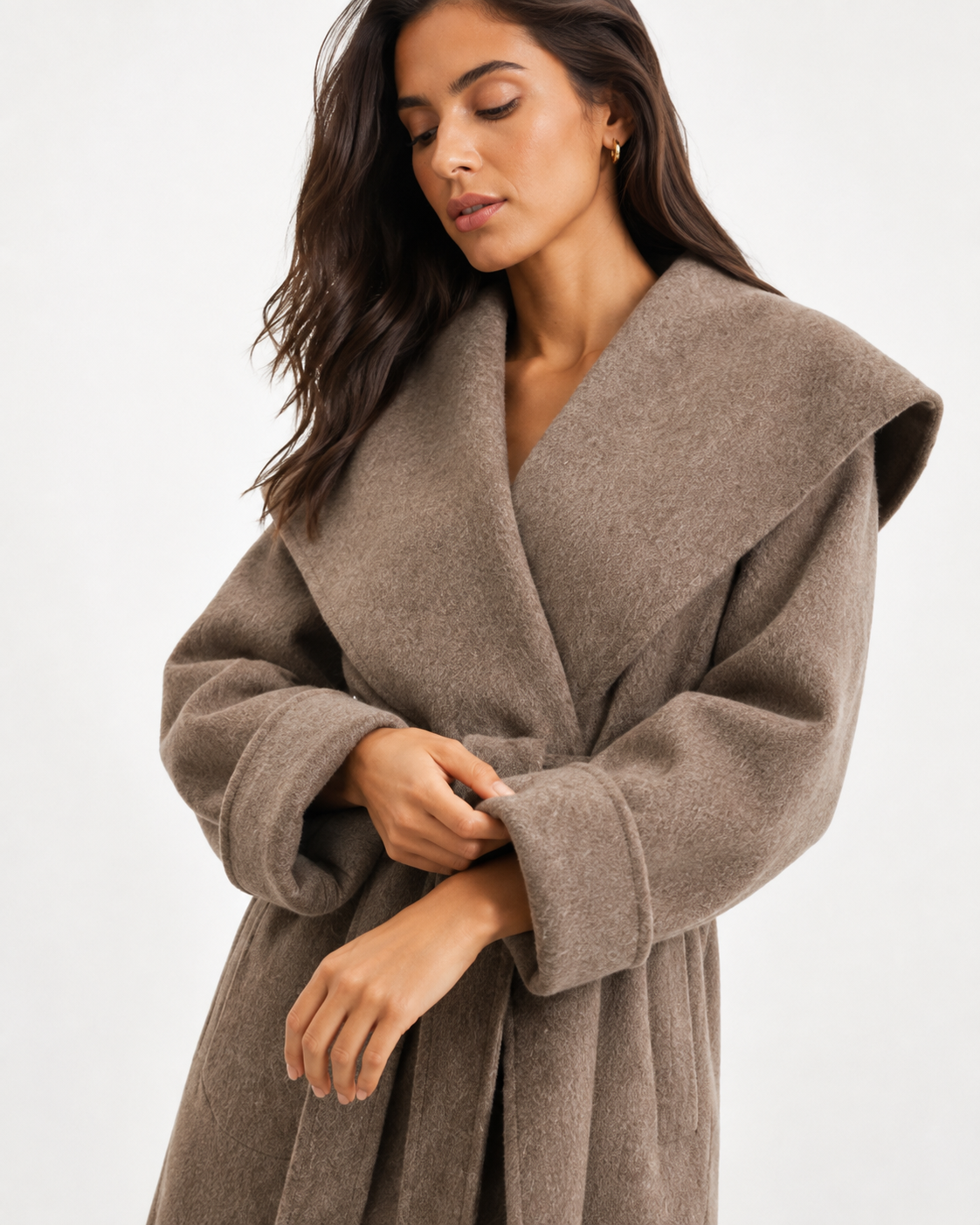 Shawl-Collar Belted Longline Coat