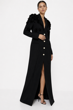 Structured-Shoulder Tailored Maxi Dress