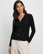 Lace-Trim V-Neck Cardigan