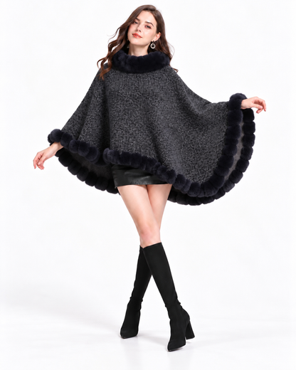 Trimmed Round-Neck Poncho