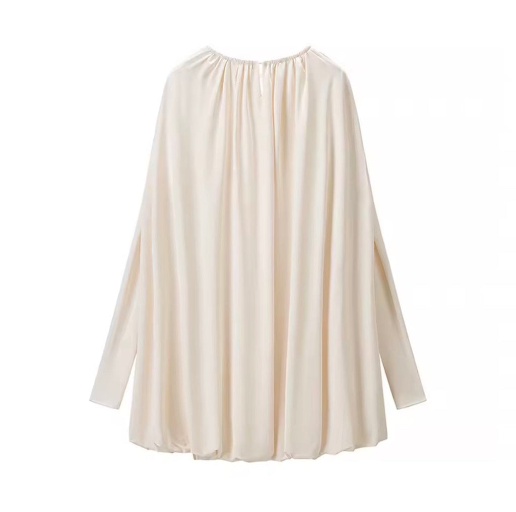 Draped Long-Sleeve Mini Dress