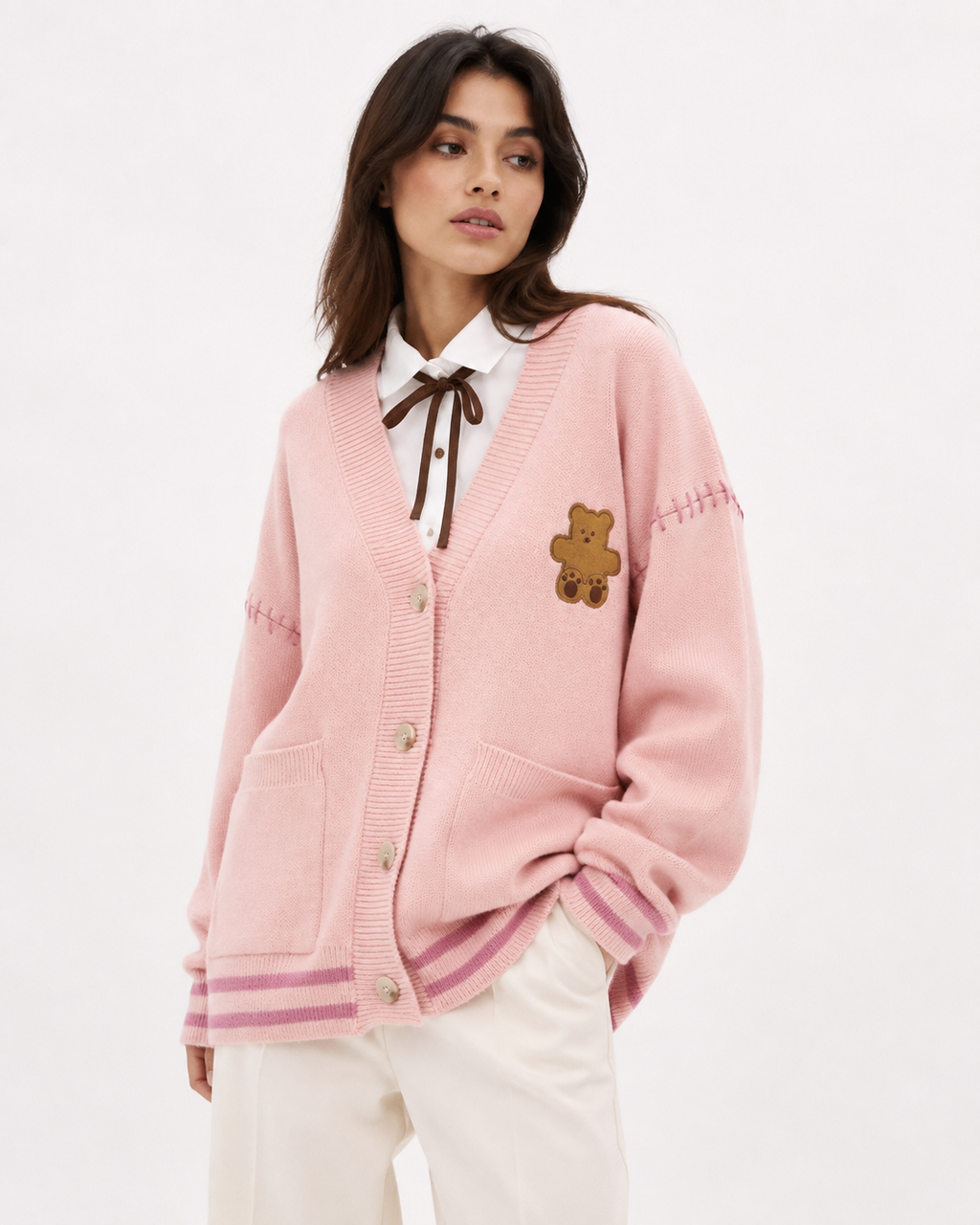 Embroidered V-Neck Cardigan