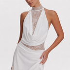 Draped Lace-Panelled Dress