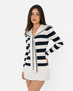 Sailor-Collar Ribbed Knit Blouse