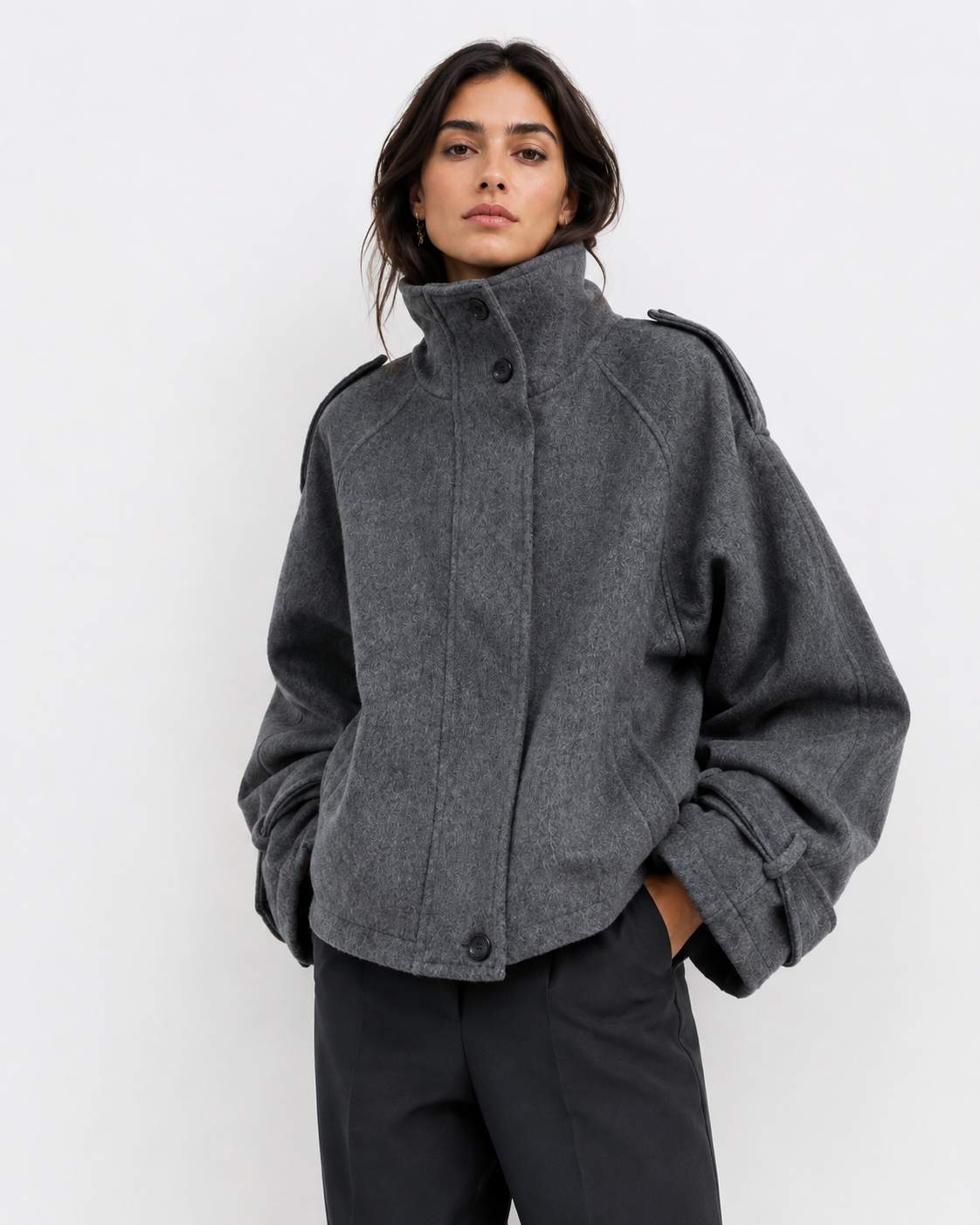 High-Collar Utility Jacket