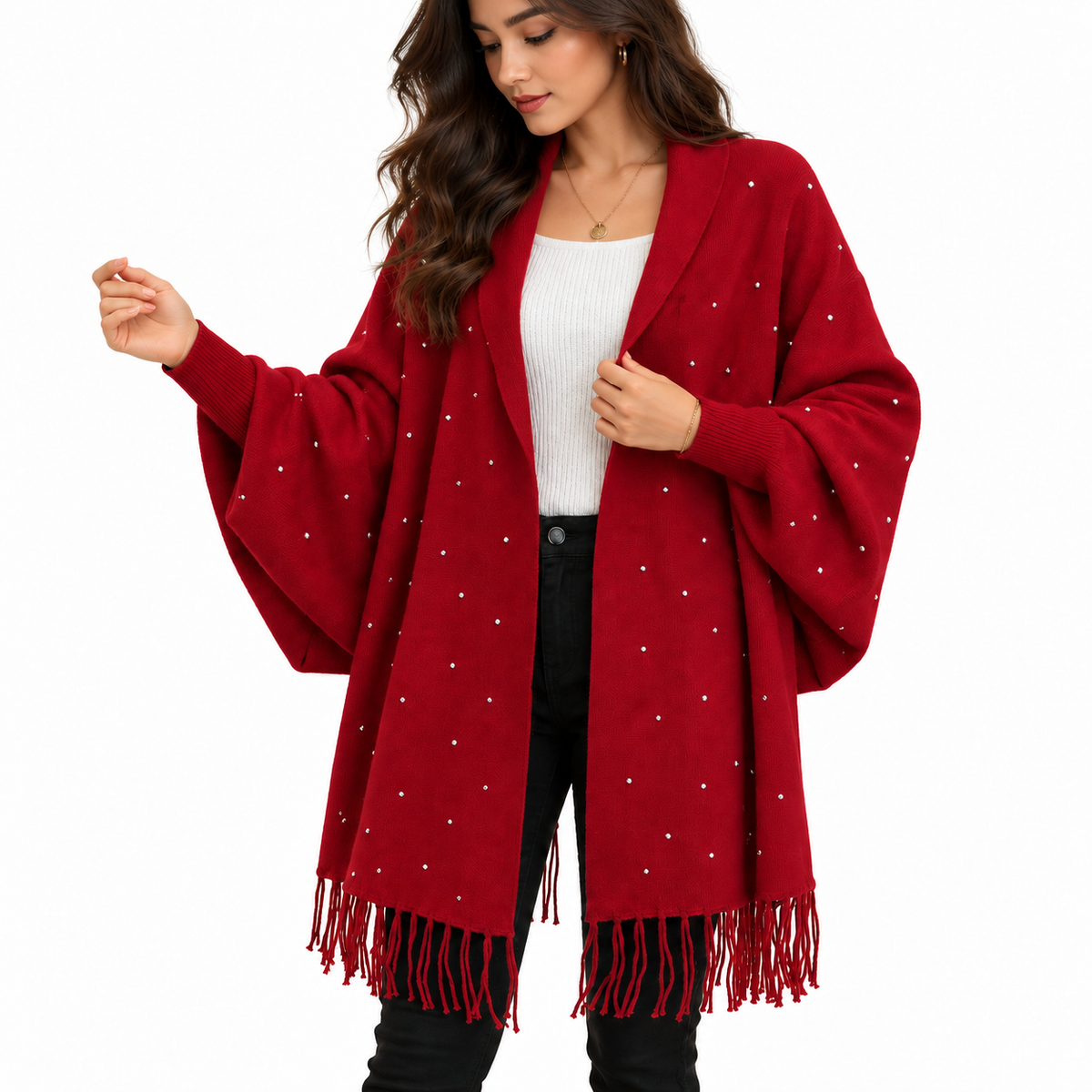 Embellished Tassel Cape