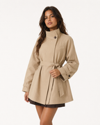 High-Collar Mid-Length Coat
