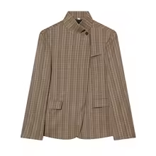 Pinstripe Cape-Shoulder Blazer