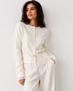 Tie-Front Contrast Cardigan