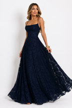 Backless Jacquard Chiffon Maxi Dress