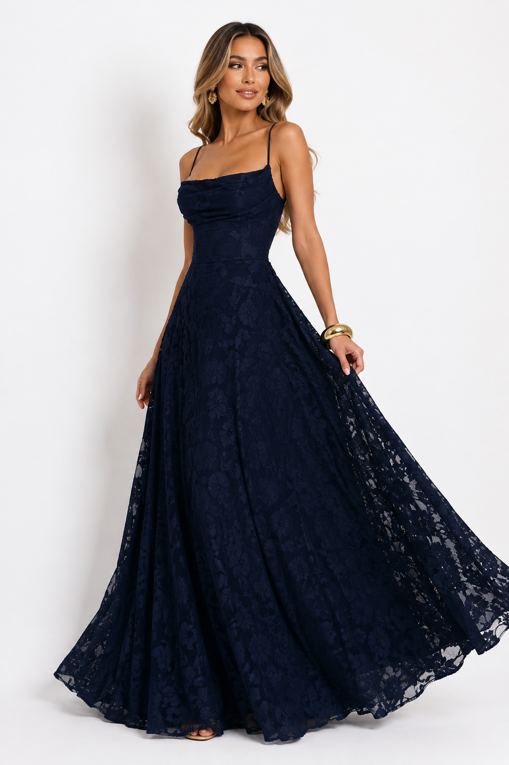 Backless Jacquard Chiffon Maxi Dress
