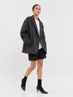Double-Breasted Textured Short Coat