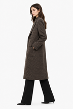 Checked Double-Breasted Longline Coat