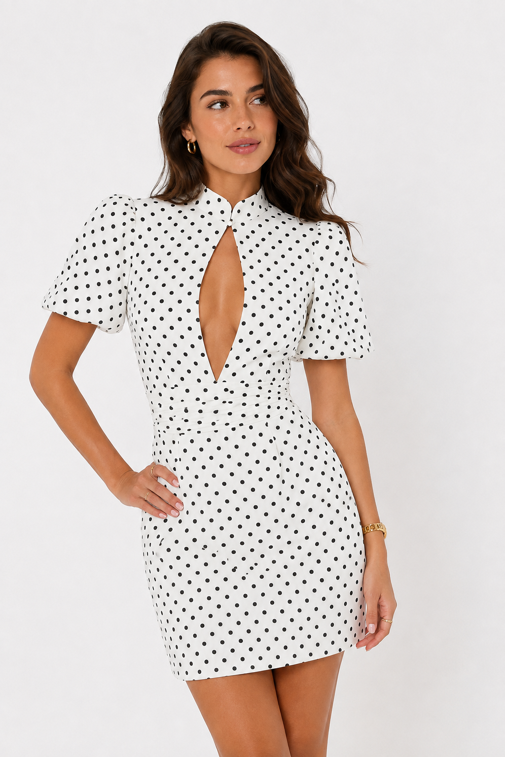 Polka-Dot Cut-Out Mini Dress