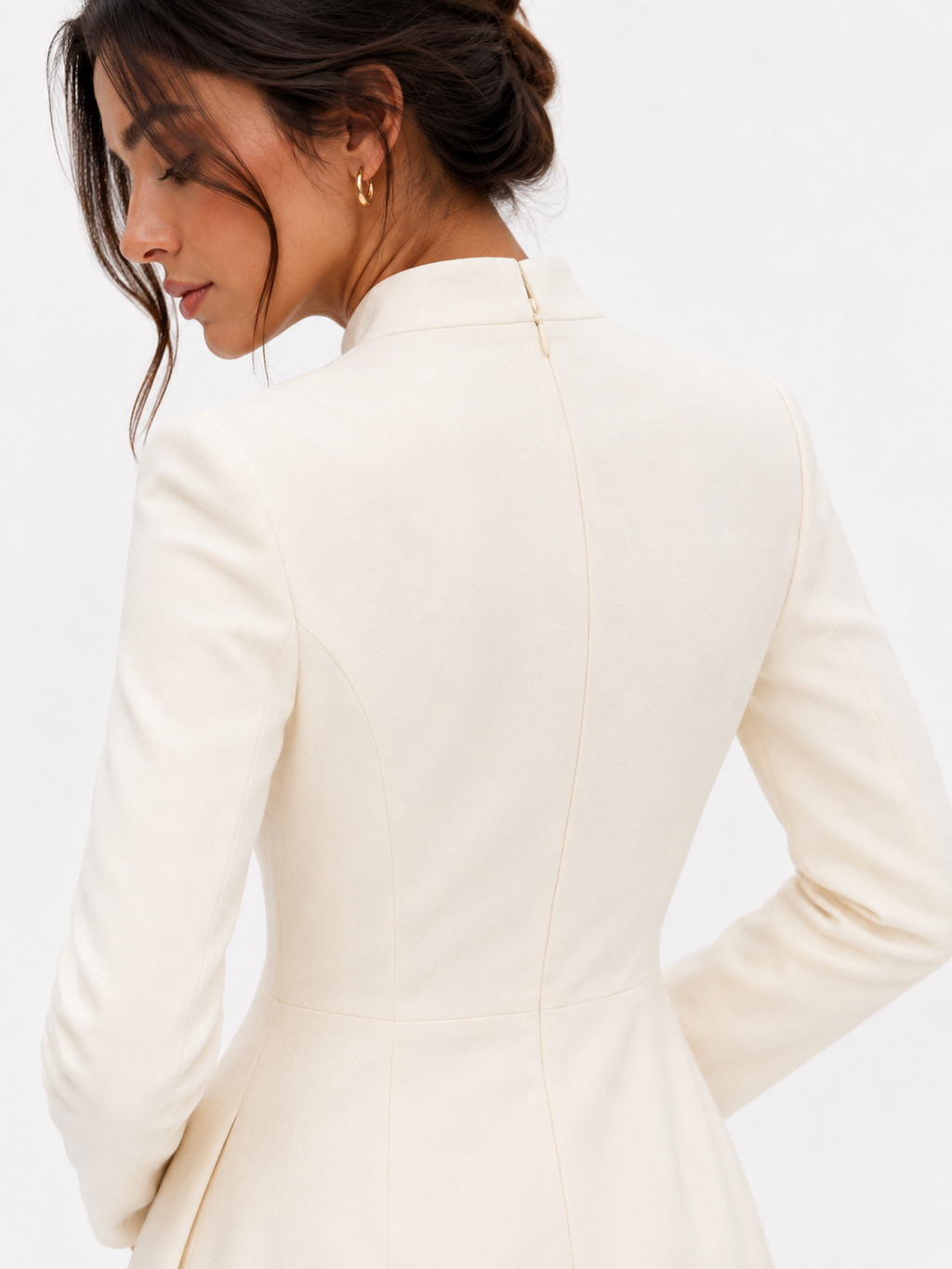 Tailored V-Neck Long-Sleeve Mini Dress