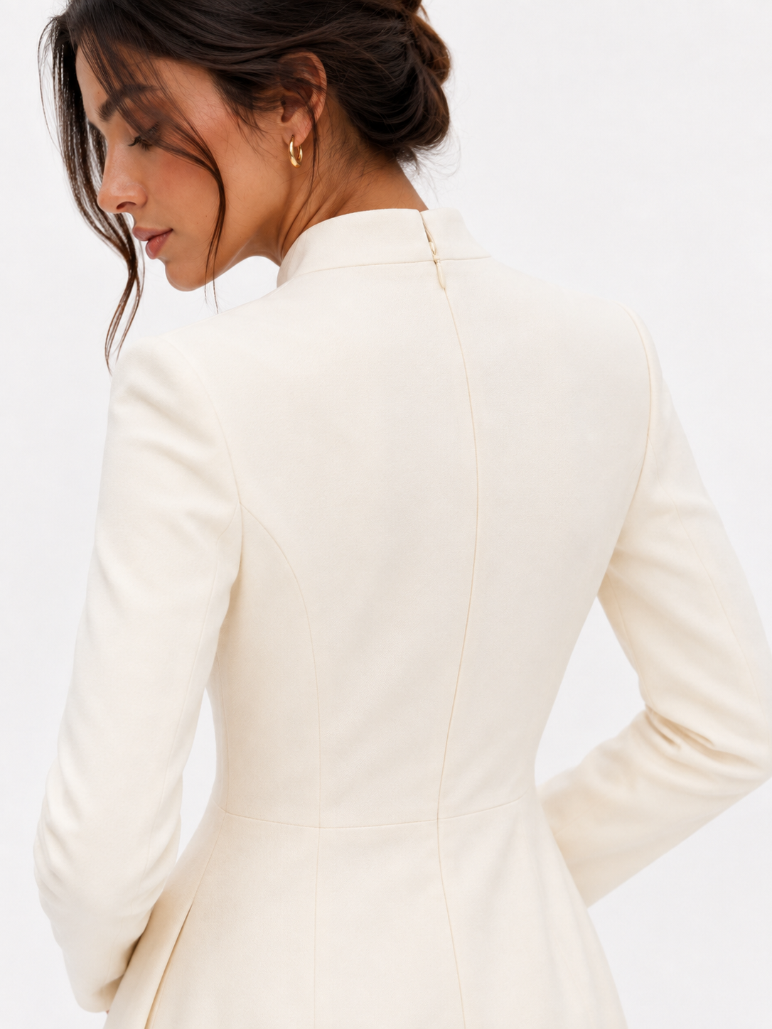 Tailored V-Neck Long-Sleeve Mini Dress
