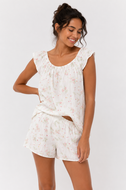 Off-Shoulder Blouse and Skort Co-Ord Set