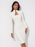 Long-Sleeve Sculpted Midi Dress