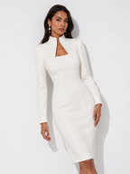 Long-Sleeve Sculpted Midi Dress