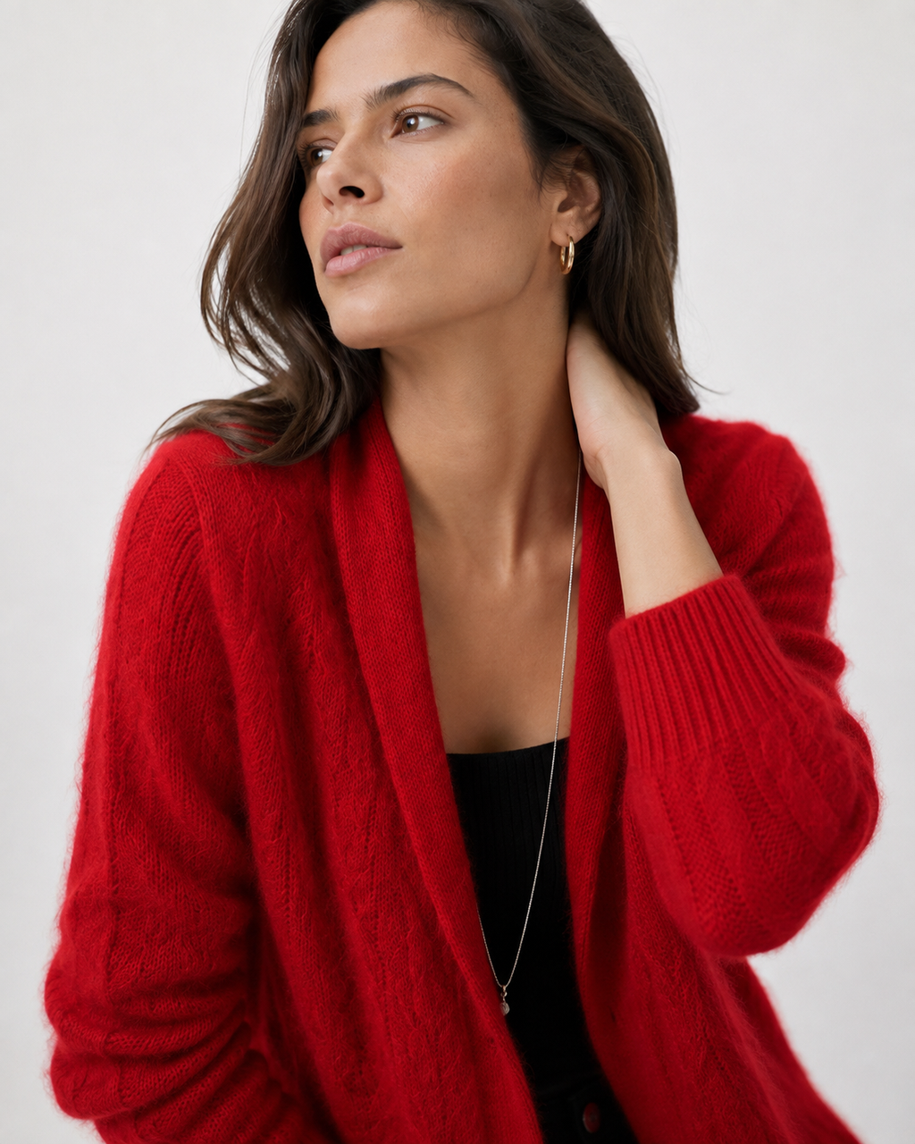 Scarf-Collar Knit Cardigan