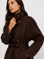 Cropped Funnel-Neck Trench Jacket