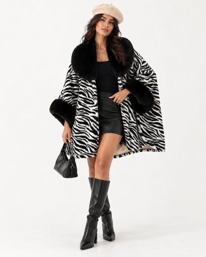 Animal-Print Batwing Cape