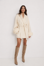 Plush-Trim Open-Front Jacket