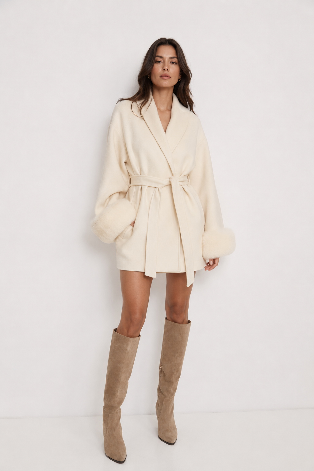 Plush-Trim Open-Front Jacket