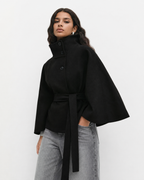 Cape-Sleeve Buttoned Coat