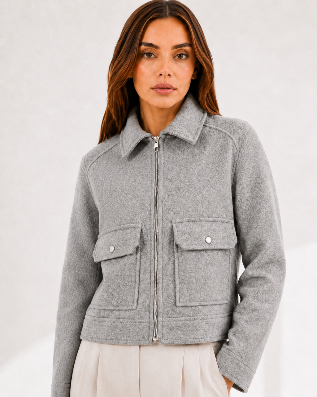 Collared Zip-Front Jacket