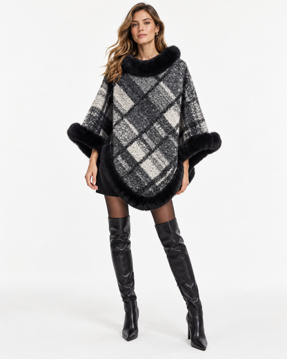 Striped Trimmed Poncho