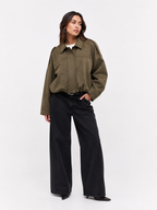 Relaxed Collared Bomber Jacket