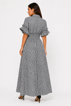 Gingham High-Slit Maxi Dress