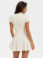 Polka-Dot Puff-Sleeve Mini Dress