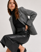Split-Hem Leather-Effect Pencil Skirt