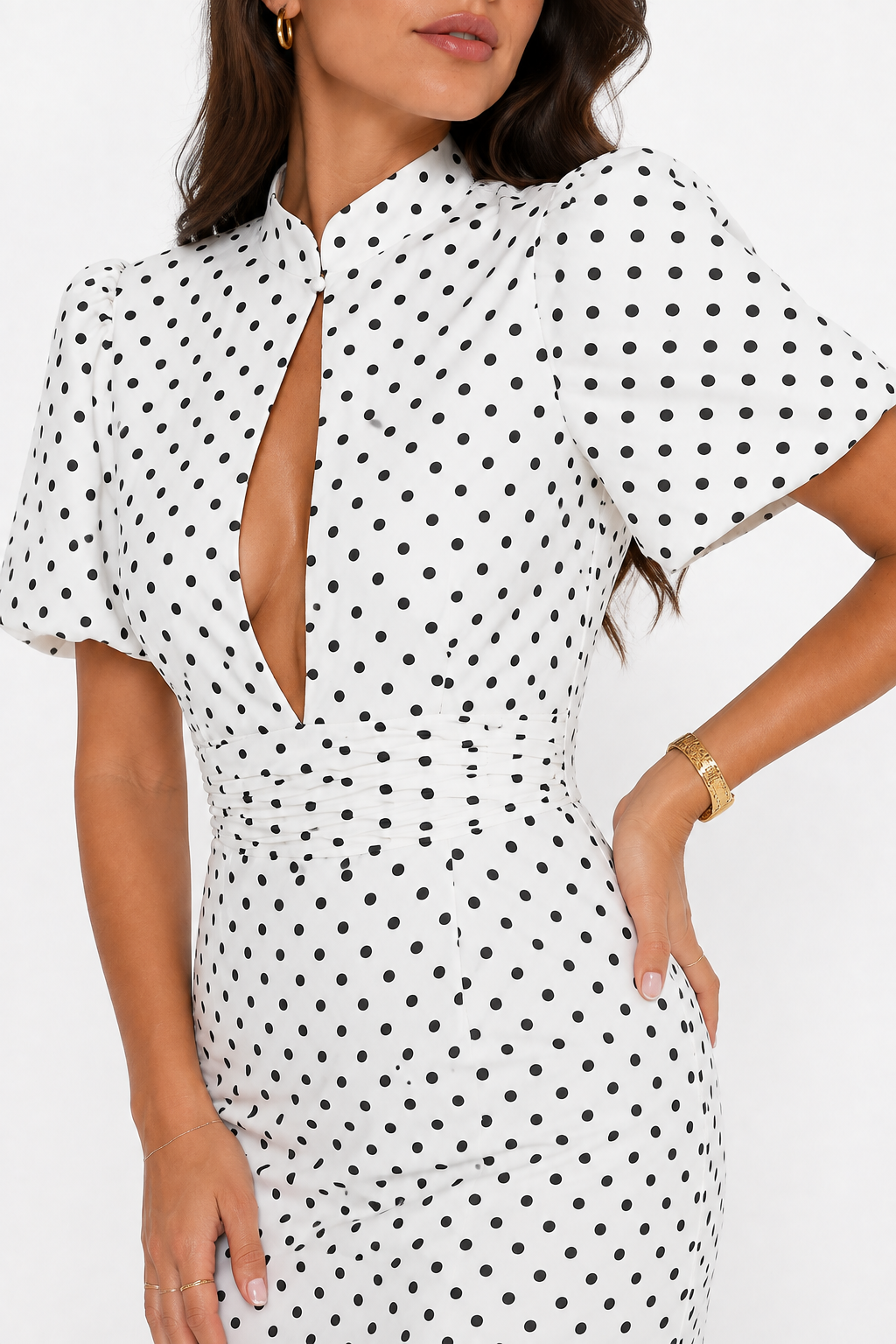 Polka-Dot Cut-Out Mini Dress